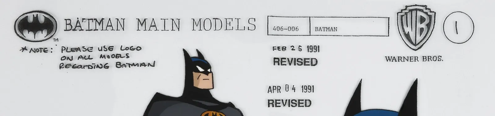 Batman model header with February 26 and April 4, 1991 revision stamps