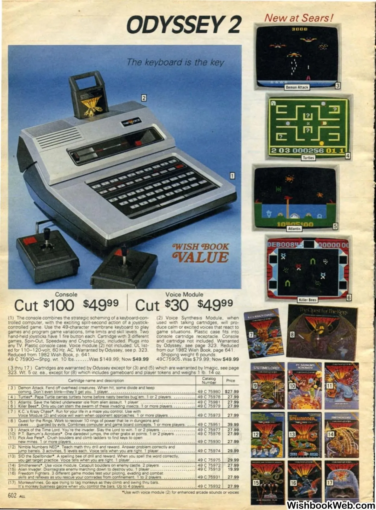 Sears Wish Book 1983 page 602: Odyssey 2 console with ‘Cut $100’ price flag
