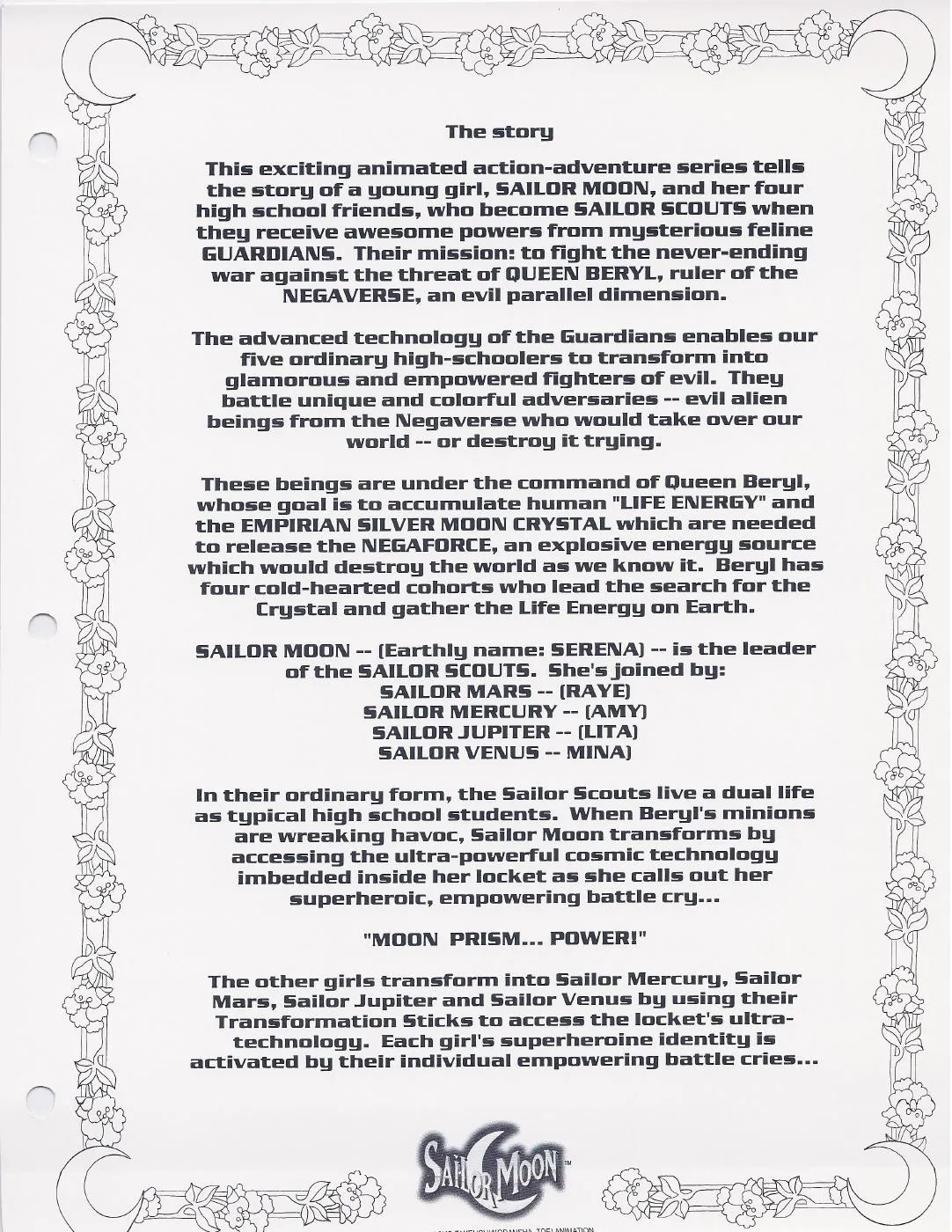 Historical catalogue crop showing “SAILOR MOON – (Earthly name: SERENA).”