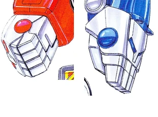 Finished fist details: the red God Saruder ape arm and blue God Rougan wolf arm end in silver covers.