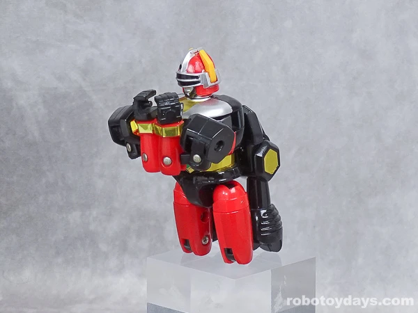 Heavy Knight toy with knees and arms folded against its body.