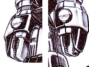 Two native details from early drawing 62: toothed mouths remain exposed at the ends of both arms.