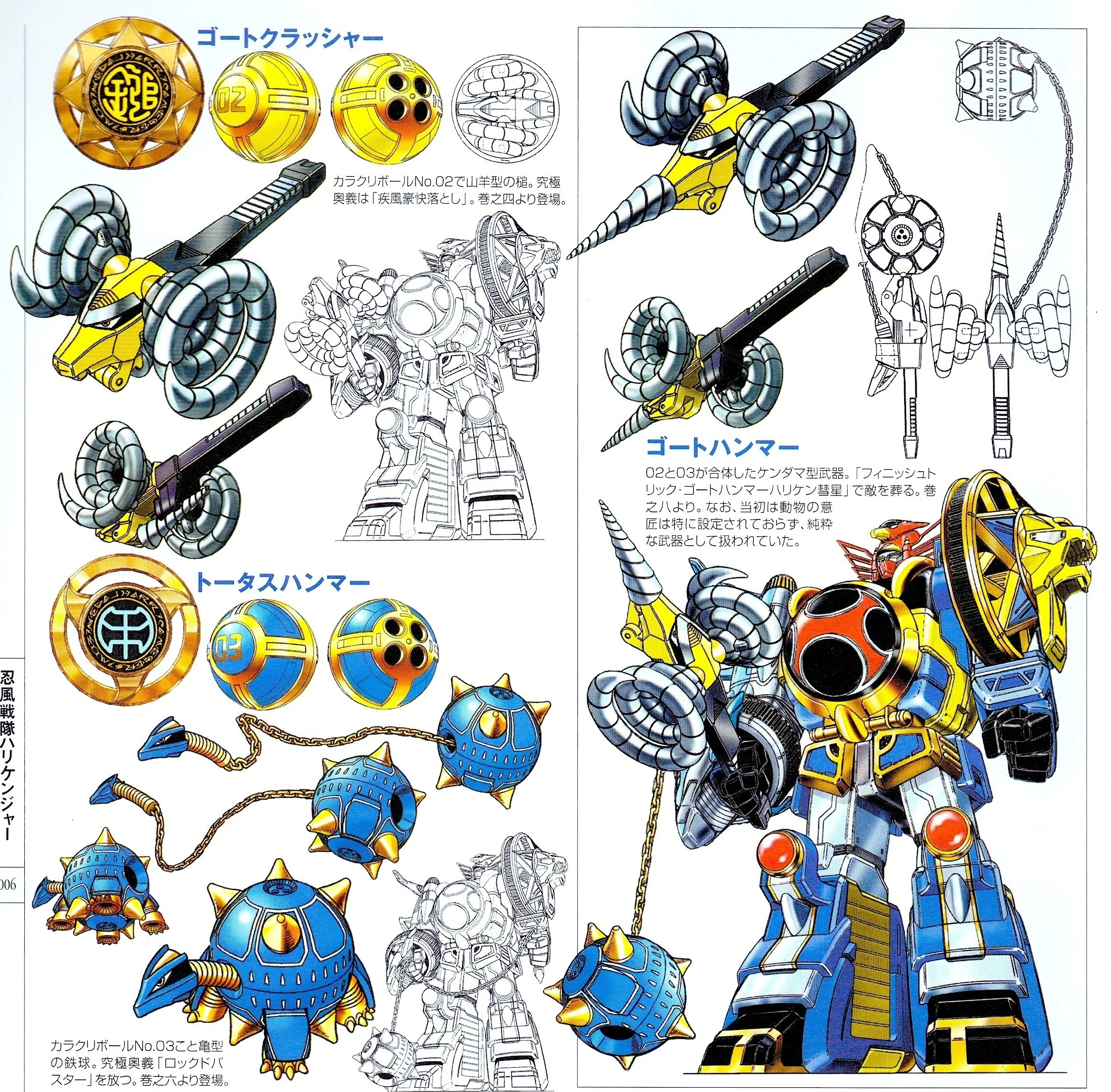 Goat Crusher and Tortoise Hammer designs beside their numbered balls and their combined Goat Hammer configuration.