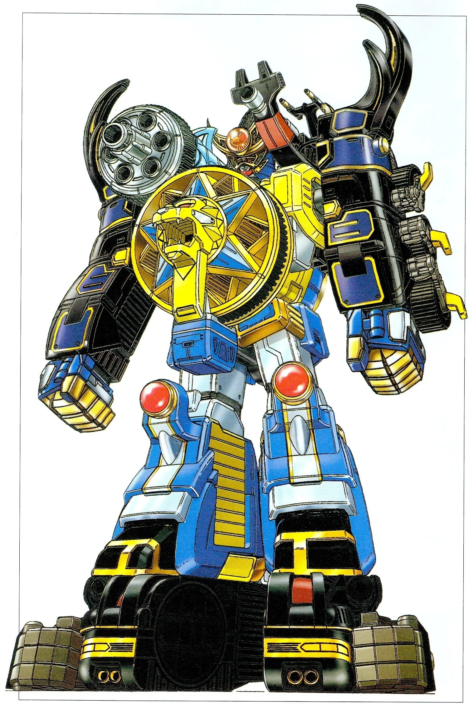 Gourai Senpuujin design with a lion-wheel chest, black beetle armor, horned shoulder and enlarged feet.