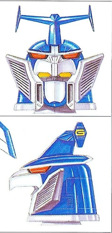 Finished GigaPhoenix helmet viewed from the front and side, with a projecting beak and T-shaped crest.
