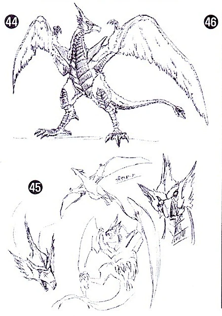 Numbered sketches 44 and 45 show a winged birdlike Starbeast and head studies.