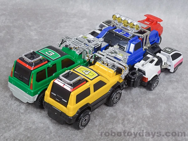 All five original DX vehicles joined in the horizontal assembly position.